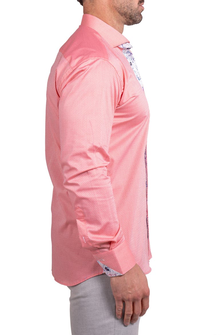 Einstein Ascension0061 Red Micropattern Cotton Button-Up Shirt, Alternate, color, RED