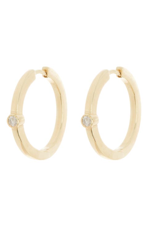 Bezel Set Diamond Hoop Earrings - 0.20 ctw