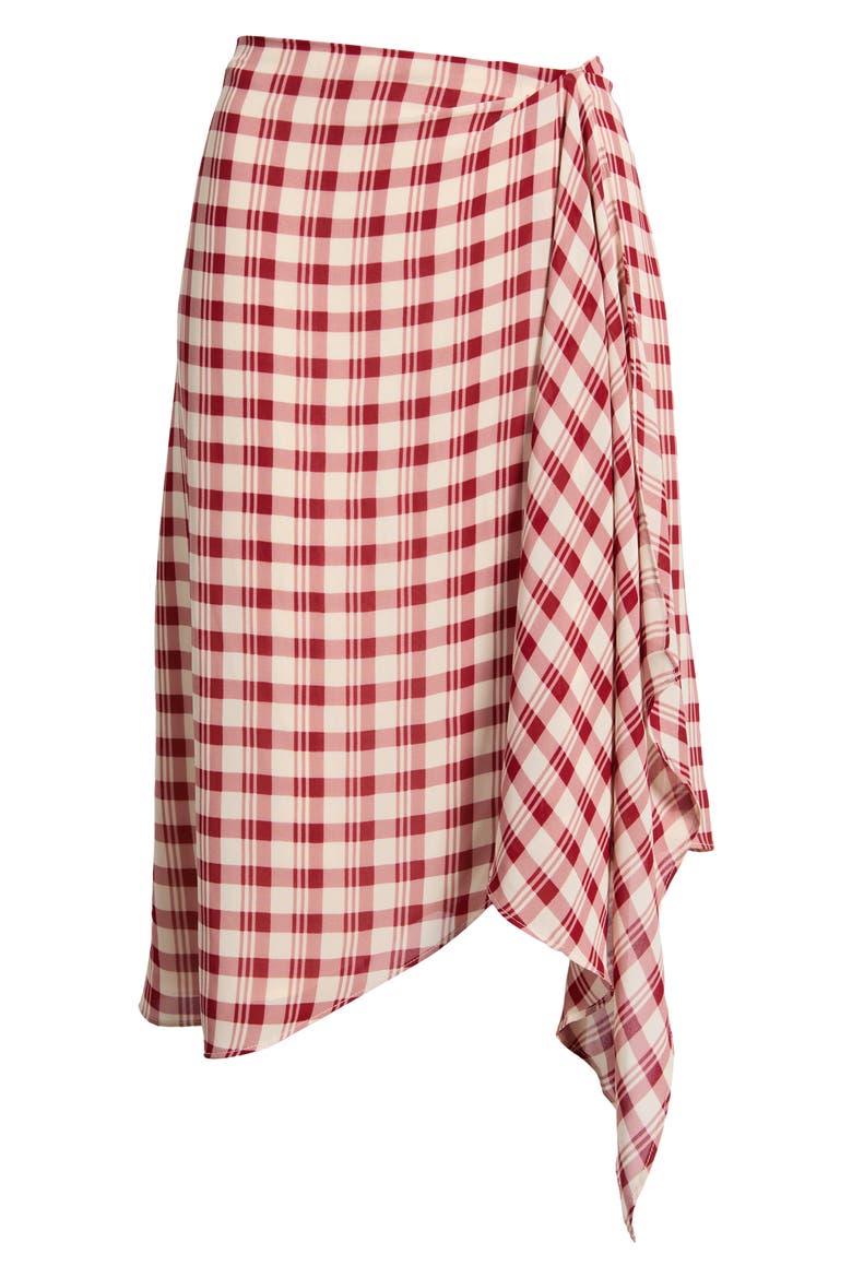 Cece Check Midi Skirt, Alternate, color, SANGRE CHECK