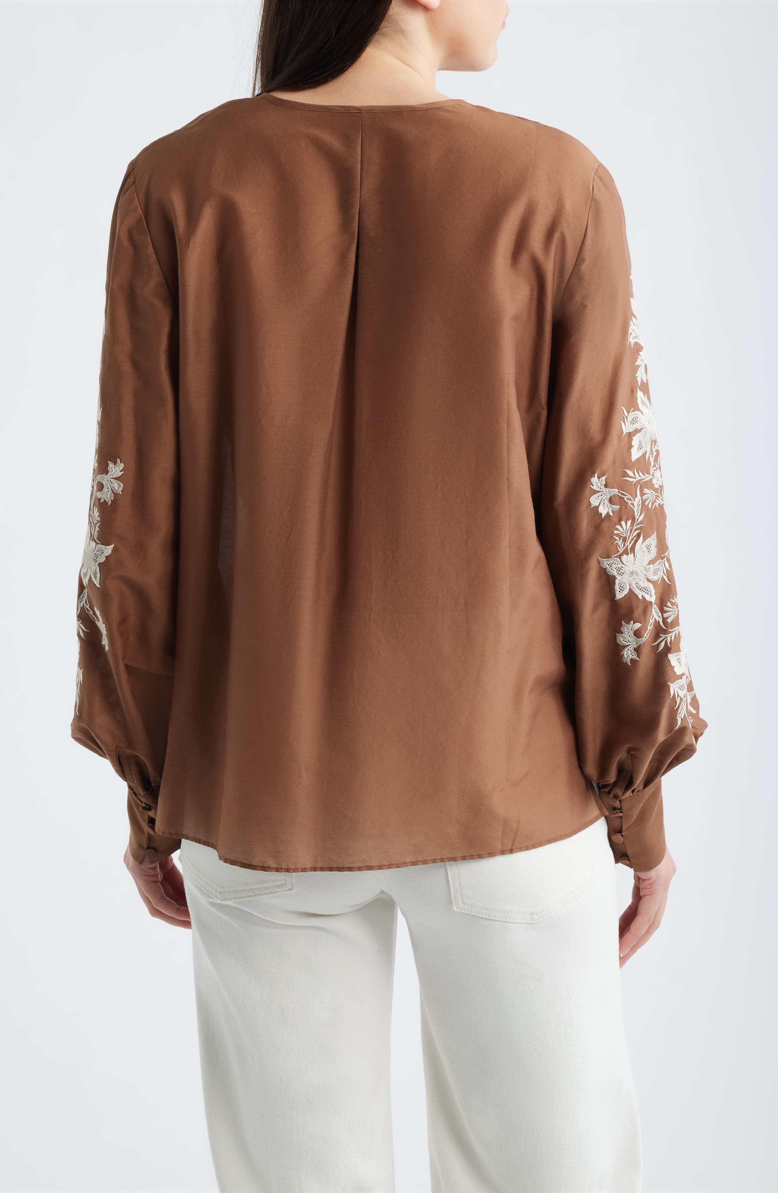 Franki Embroidered Cotton & Silk Top - image 2
