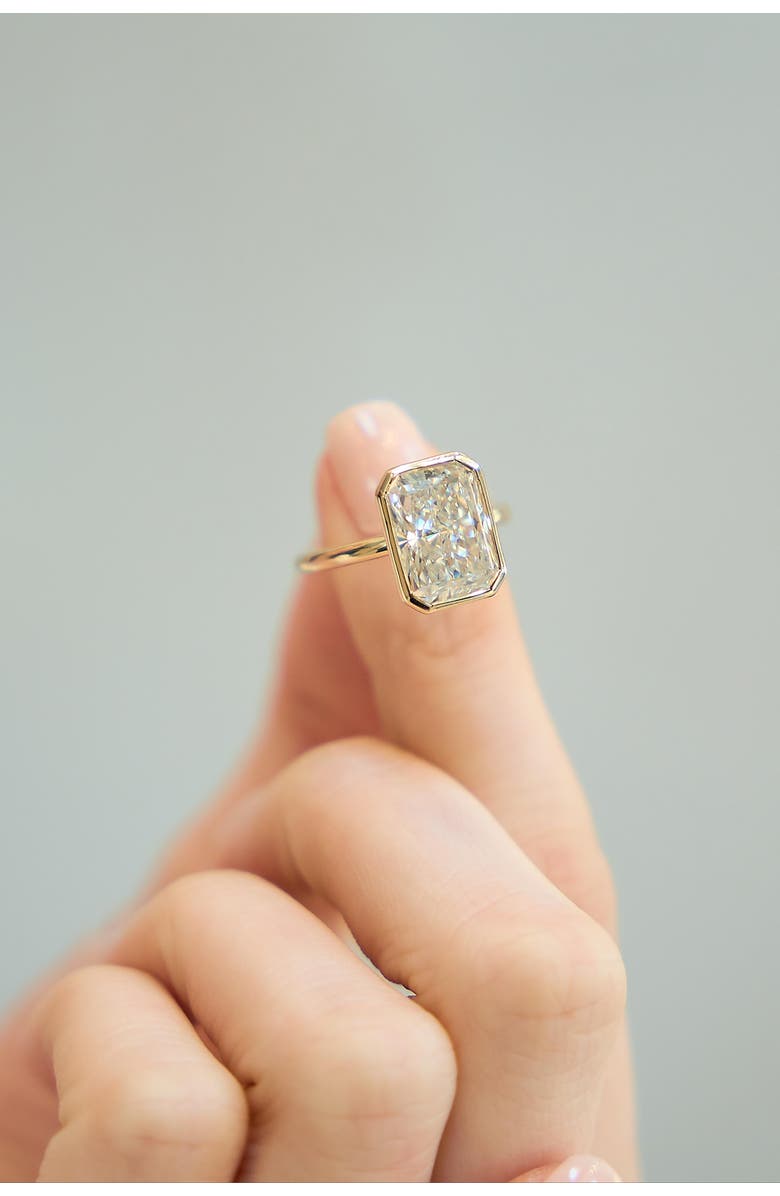 LuvMyJewelry Raha 14K Gold Radiant Bezel Lab Grown Diamond Solitaire Engagement Ring - 4 cts, Alternate, color, 14K White Gold