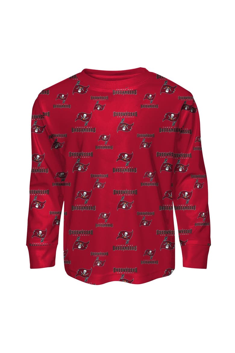 Toddler Outerstuff Red Tampa Bay Buccaneers All-Over-Print Long Sleeve T-Shirt and Pants Sleep Set, Alternate, color, Red