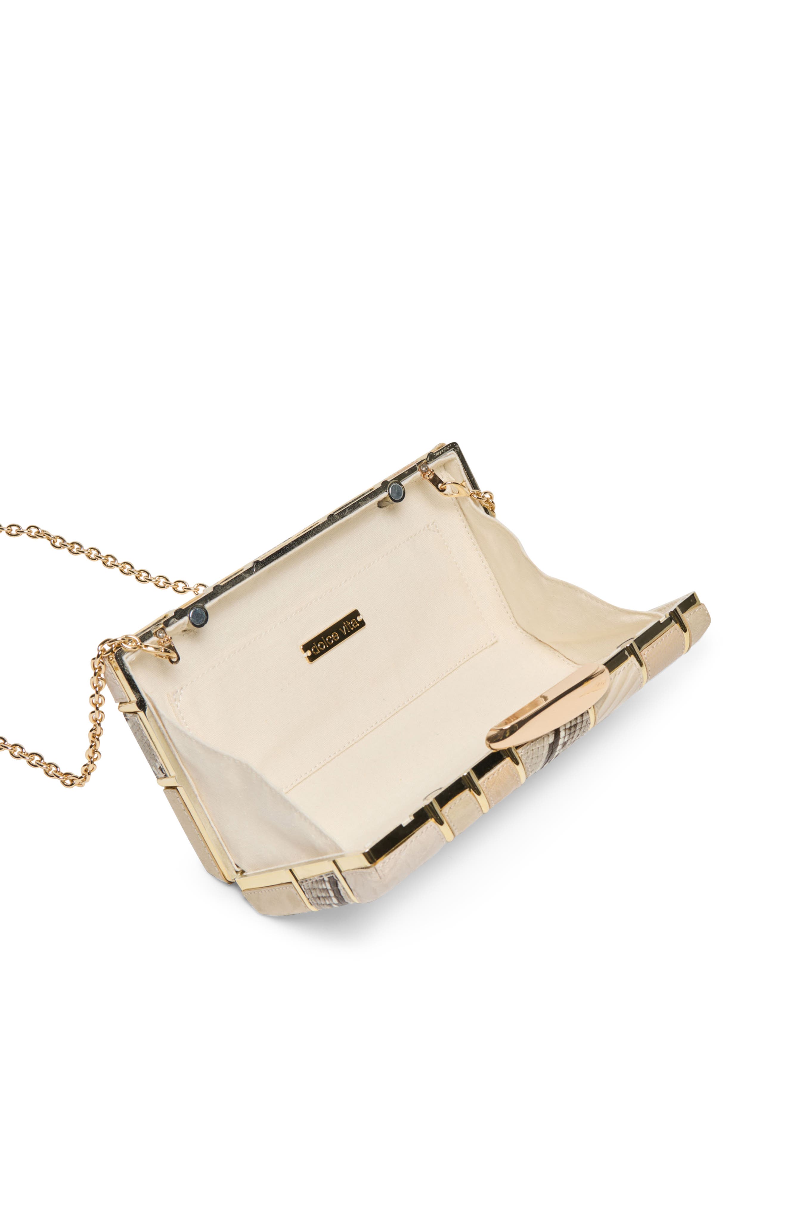 Dolce Vita Multi Panel Frame Clutch, Alternate, color, Natural