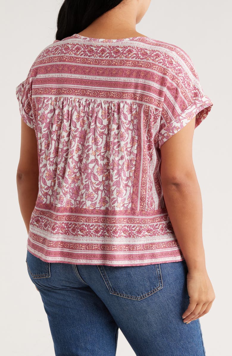 Lucky Brand Mix Print Top, Alternate, color, Pink Combo