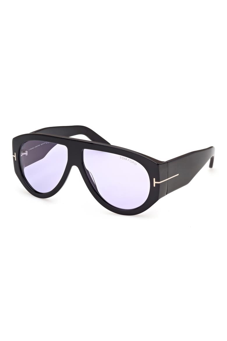 Bronson 60mm Pilot Sunglasses, Alternate, color, SHINY BLACK/ VIOLET LENS