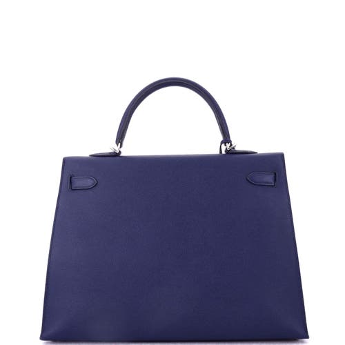 Pre-owned Hermes Hermes Kelly Handbag Blue Epsom With Palladium Hardware 35