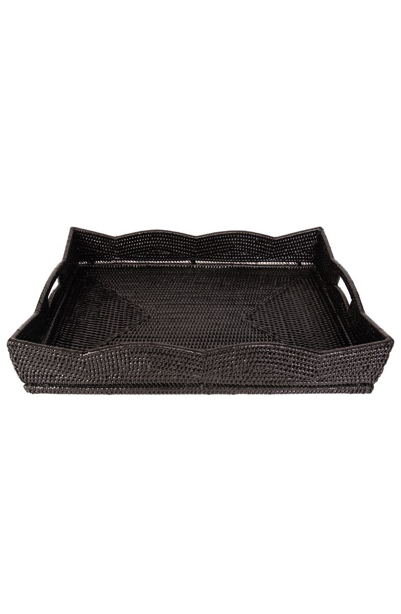 Artifacts Trading Company<sup>™</sup> Artifacts Rattan Scallop Collection Rectangular Tray, Alternate, color, Tudor Black