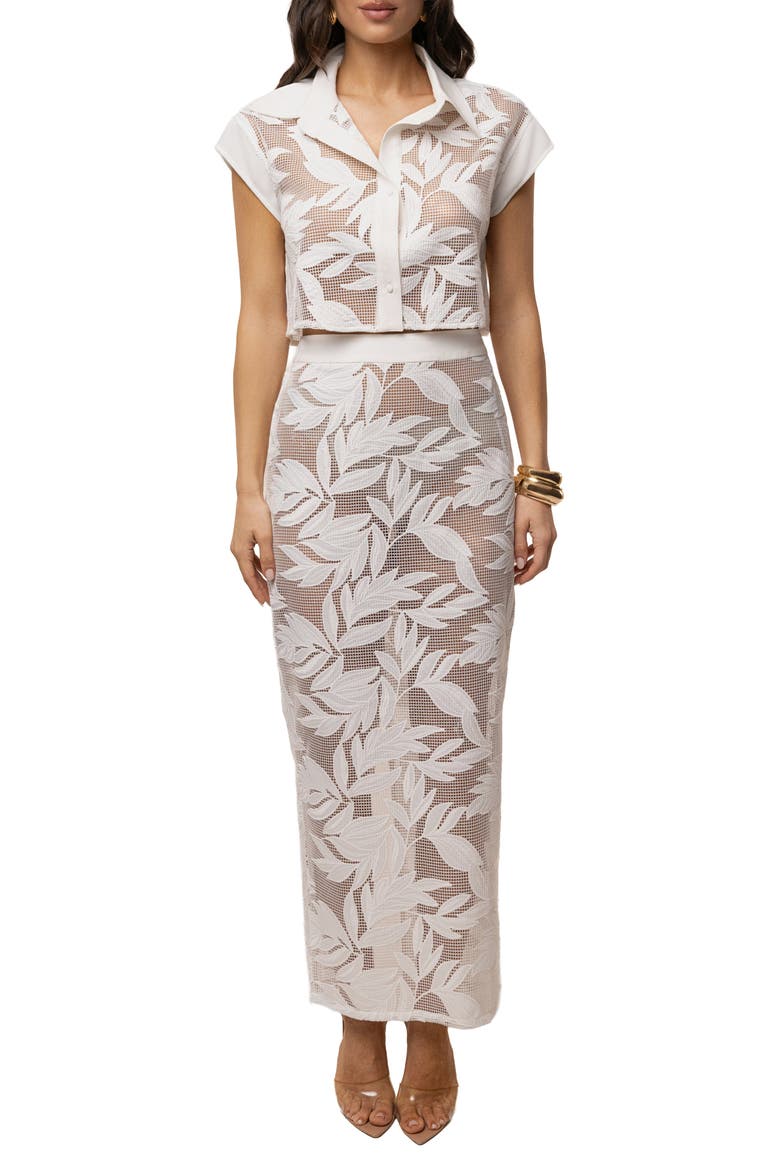 Bali Nights Embroidered  Top, Alternate, color, White