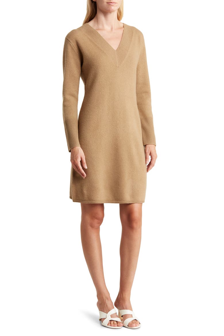 Wool & Cashmere Sweater Dress, Main, color, SAND SHELL