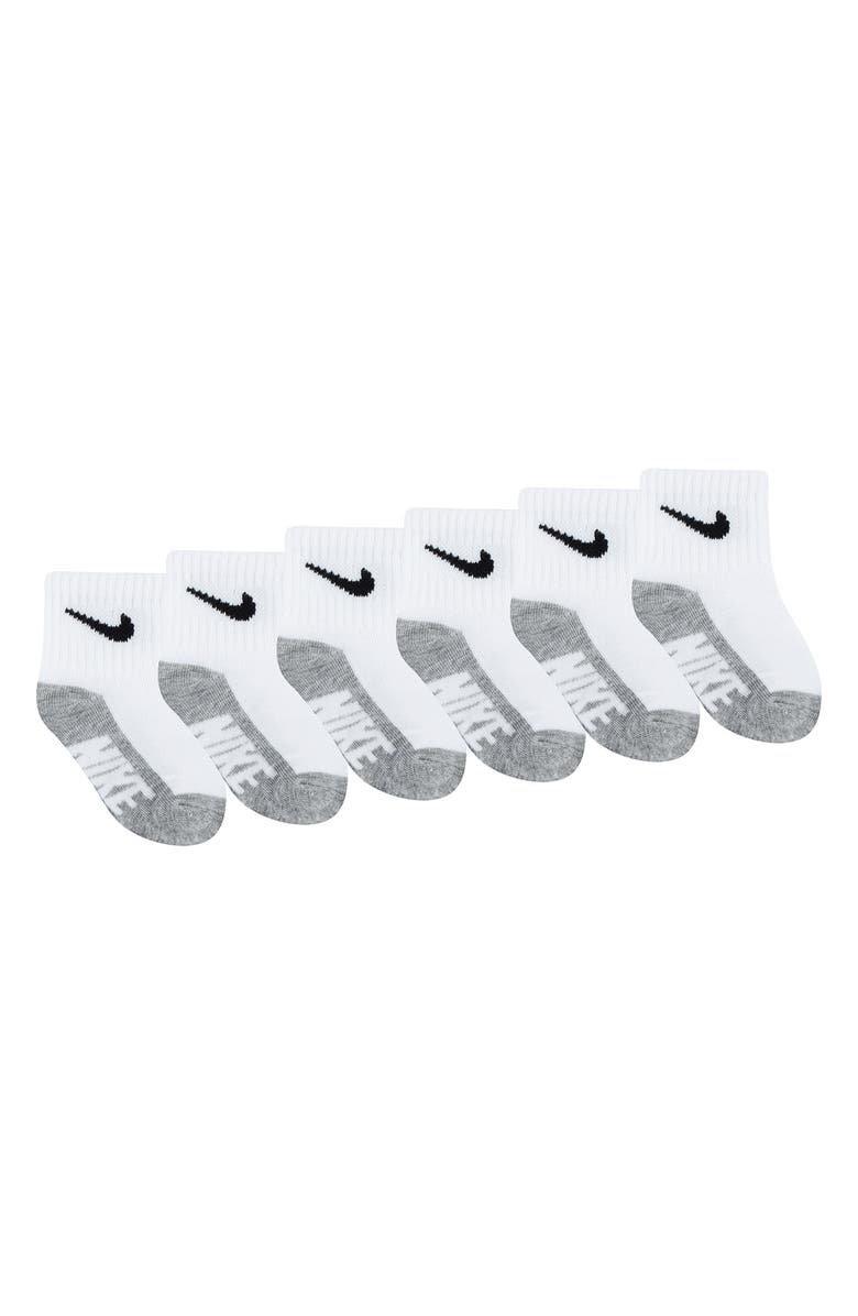 Nike Assorted 6-Pack Cotton Blend Socks, Alternate, color, White/ Dark Grey Heather