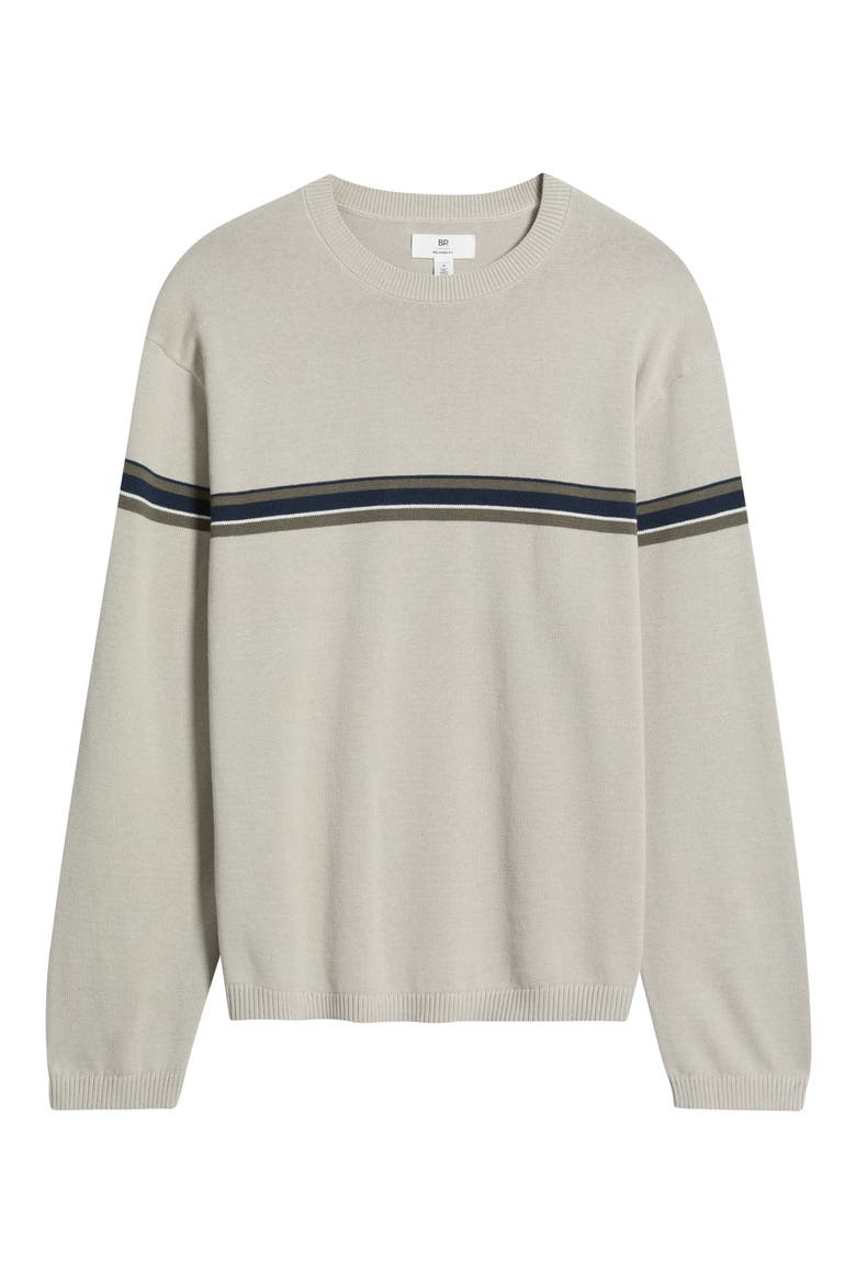 Stripe Cotton Sweater, Alternate, color, GREY HEATHER WADE STRIPE