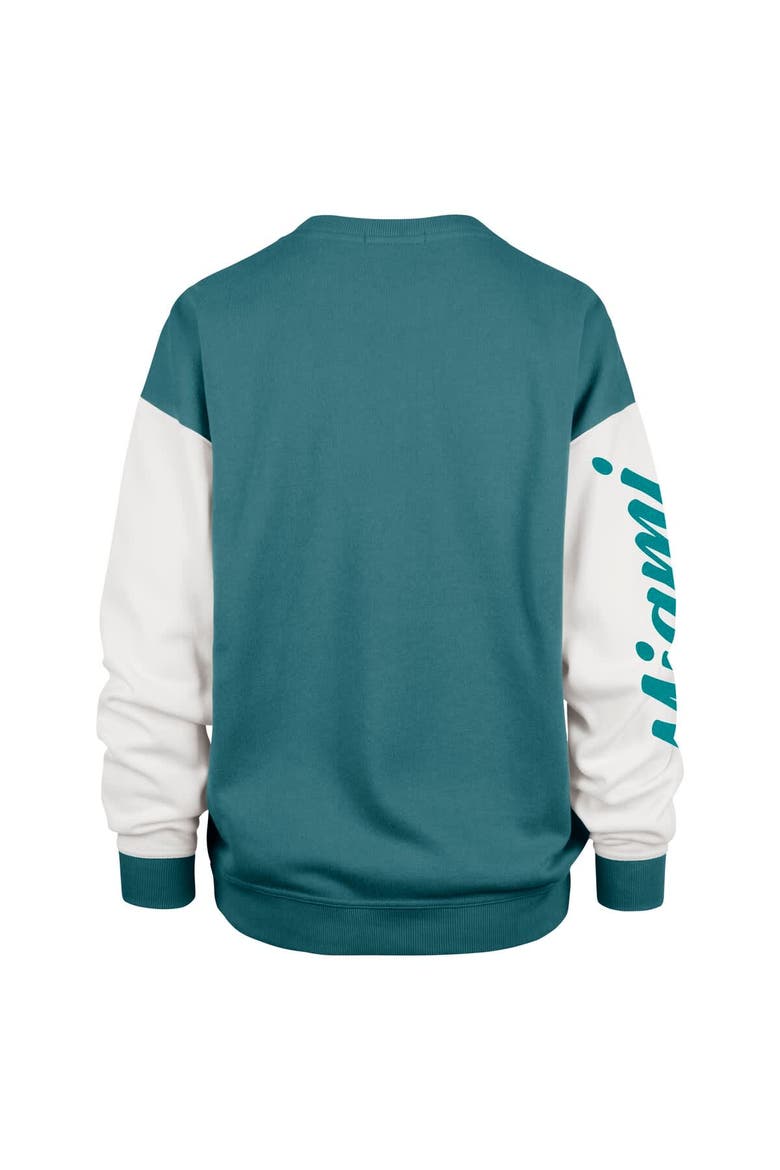 Women's '47  Aqua Miami Dolphins Double Header Rise Andie Pullover Sweatshirt, Alternate, color, Aqua