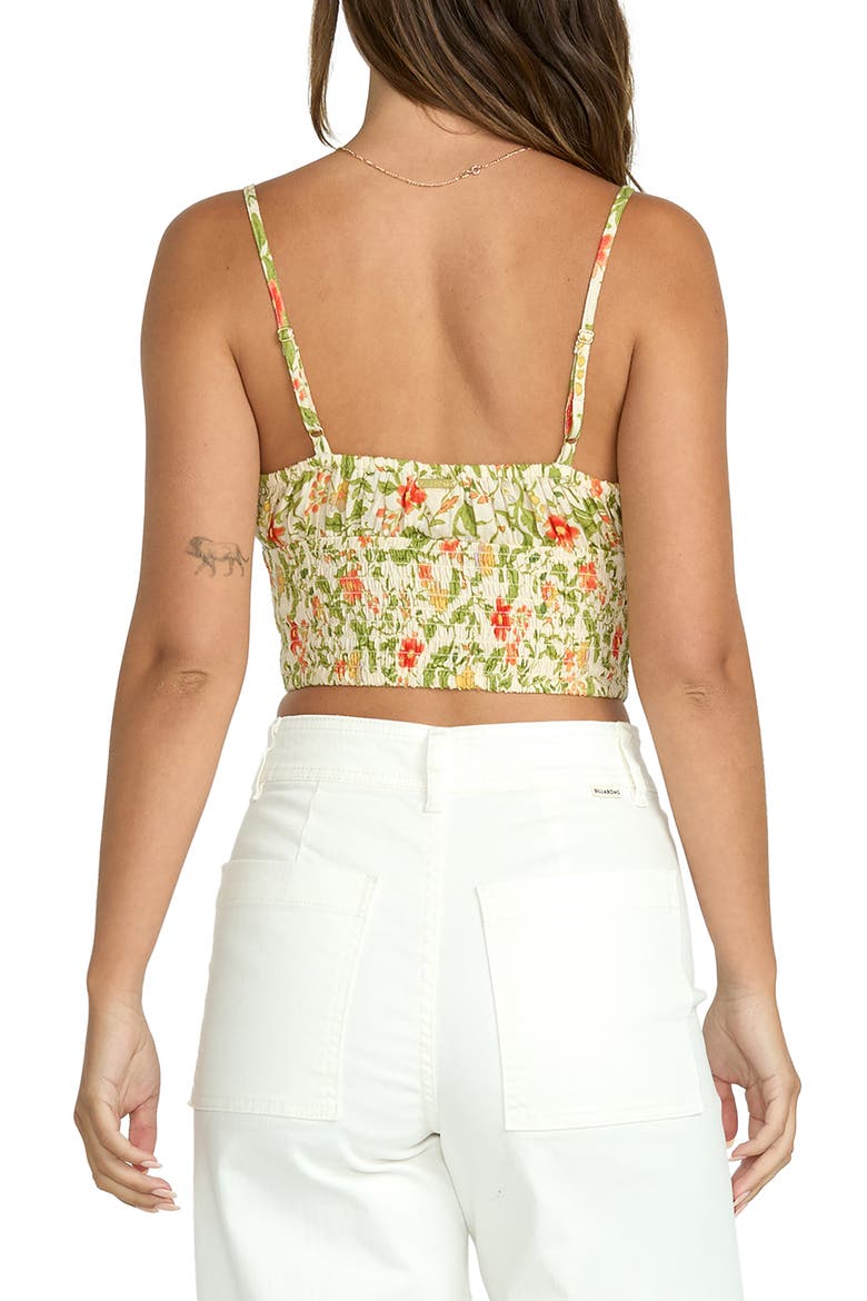 Babe Floral Smocked Crop Camisole, Alternate, color, GREEN MULTI