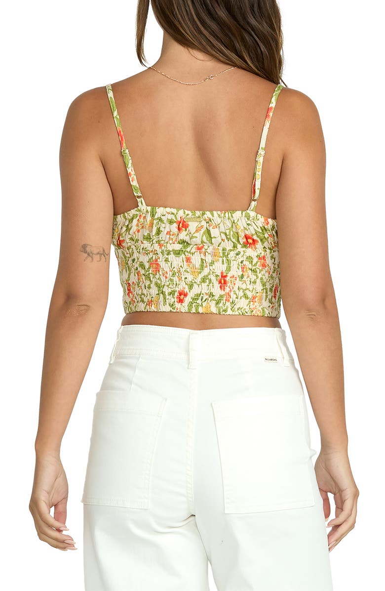 Billabong Babe Floral Smocked Crop Camisole, Alternate, color, Green Multi