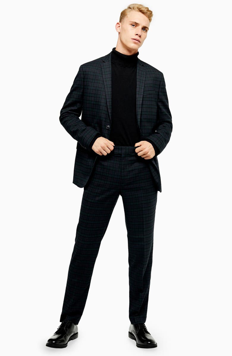 Topman Bampton Check Slim Fit Suit Jacket, Alternate, color,