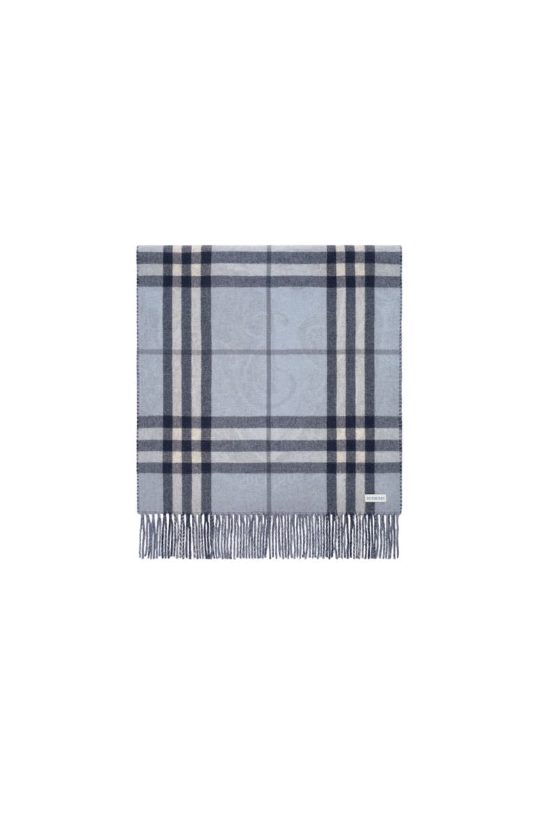 Reversible Etched Knight Cashmere Scarf, Alternate, color, Bank blue