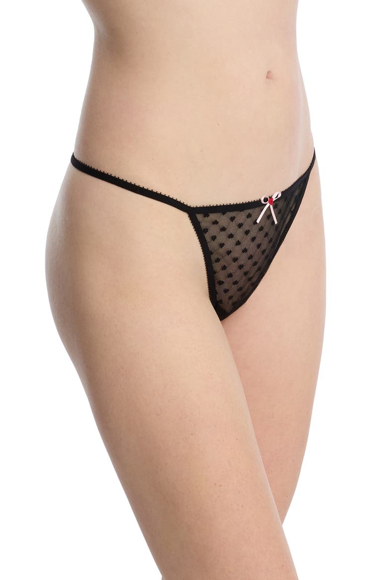 Heart Breaker Lace G-String Thong, Alternate, color, BLACK