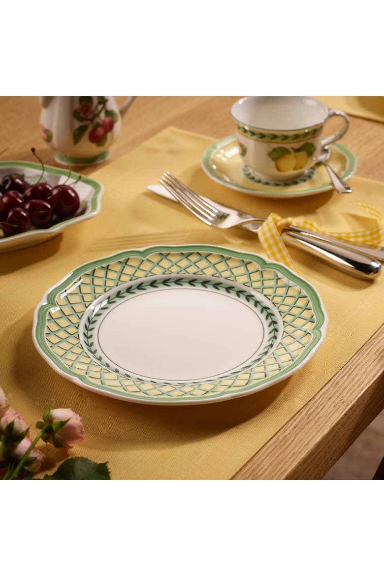 French Garden Orange Salad Plate, Alternate, color, white