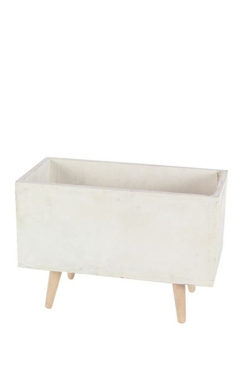 SONOMA SAGE HOME White Fiberclay Contemporary Planter with Wood Legs - Set of 2, Alternate, color, 