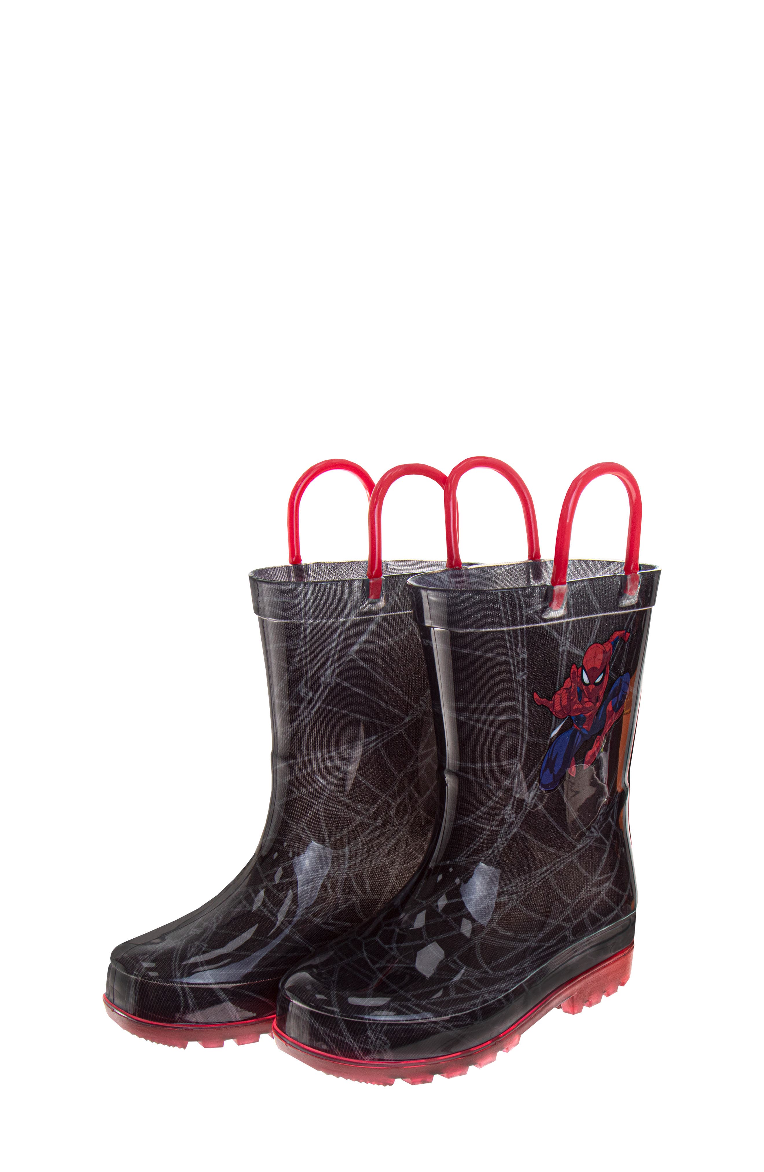 JOSMO Kids
 Spider-Man Rain Boot, Alternate, color, Black/ Red