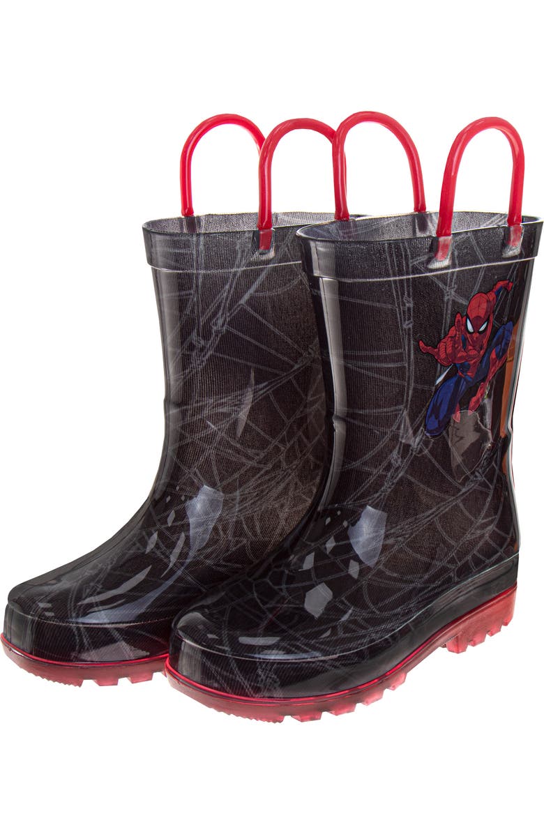 JOSMO Kids' Spider-Man Rain Boot, Alternate, color, Black/ Red