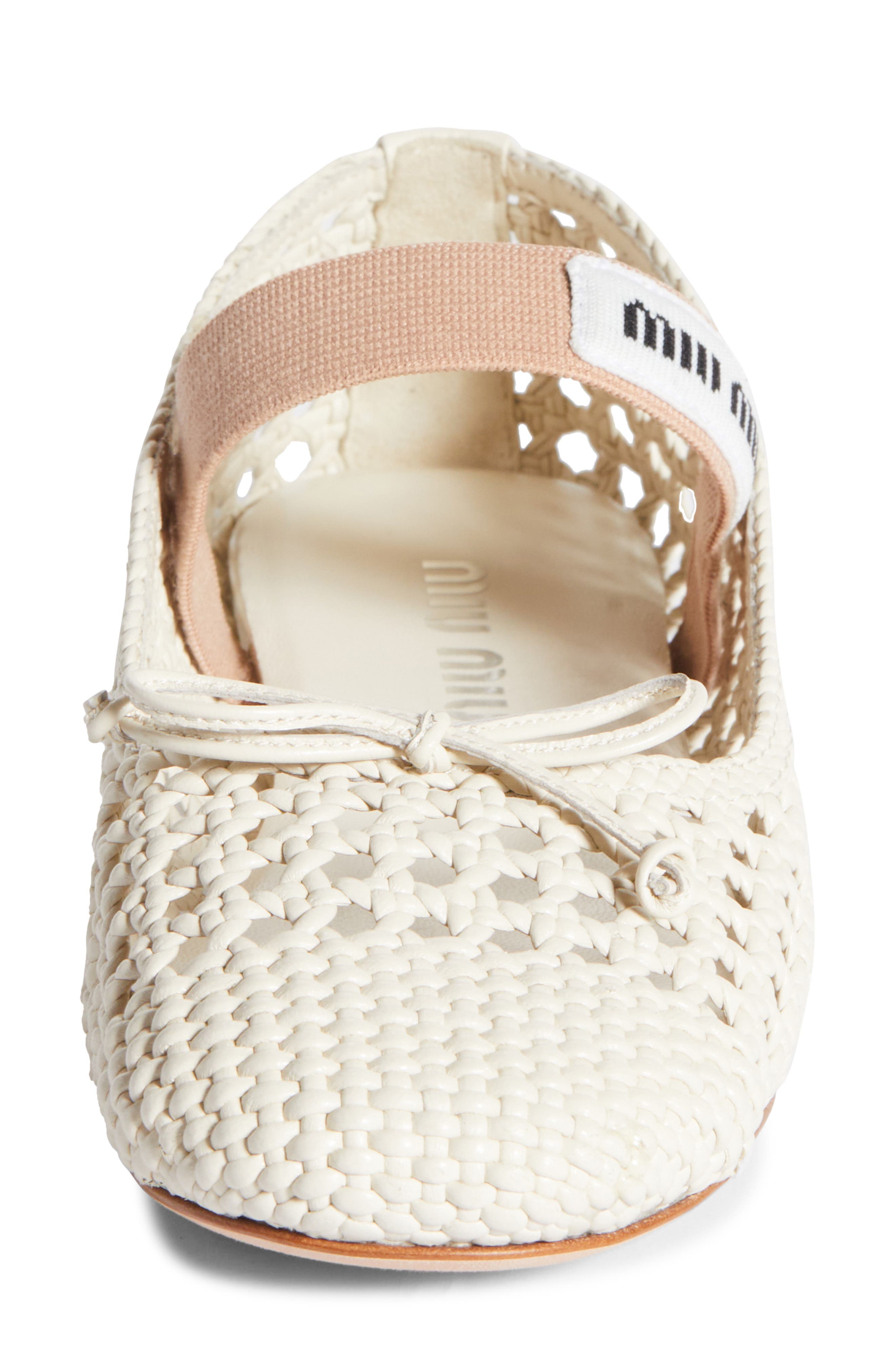 Miu Miu Woven Mary Jane Ballet Flat, Alternate, color, White