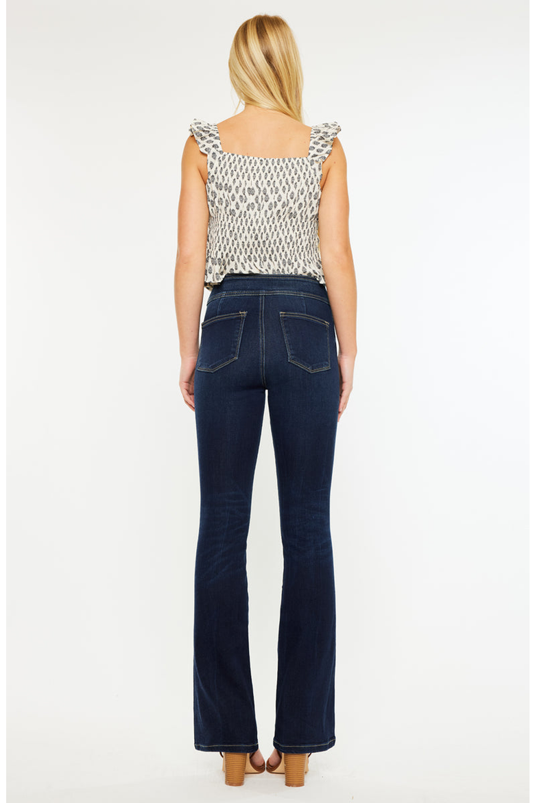 Seren High Rise Exposed Button Bootcut Jeans, Alternate, color, Dark Blue