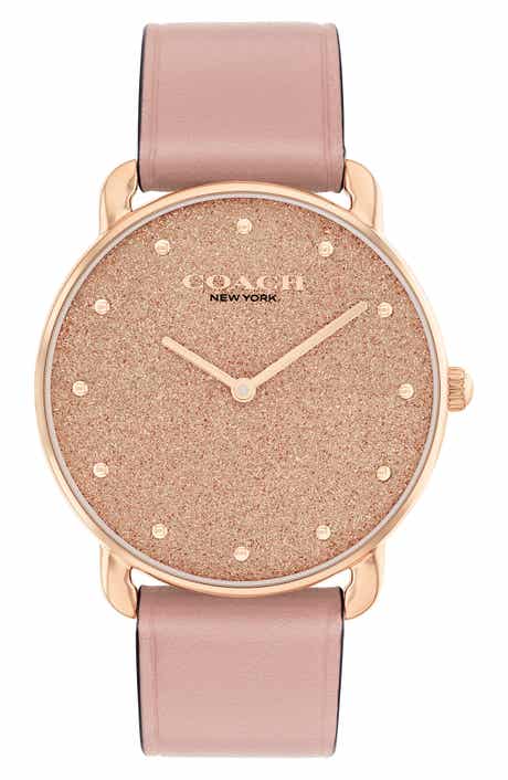COACH Elliot Leather Strap Watch, 36mm
