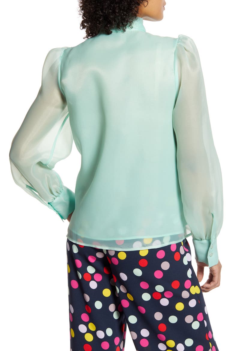 x Atlantic-Pacific Bow Collar Blouse (Nordstrom Exclusive), Alternate, color, GREEN FLORA