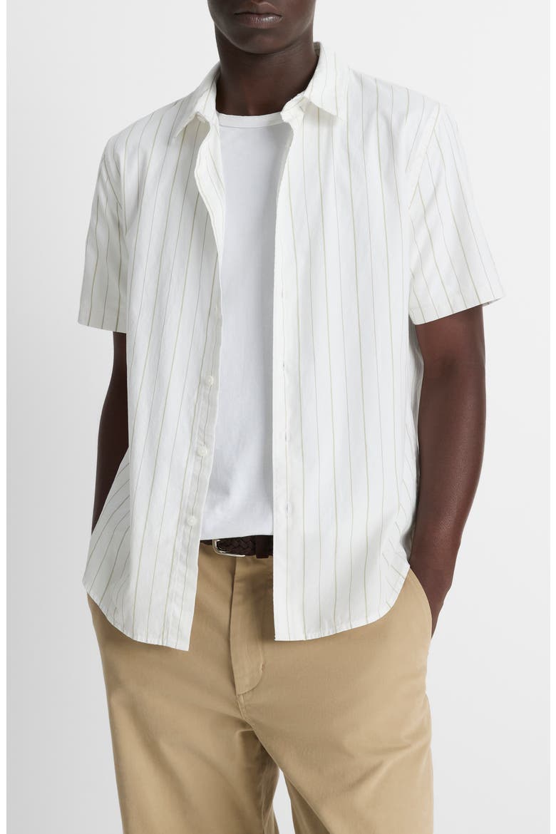 Chatsworth Stripe Short Sleeve Cotton Button-Up Shirt, Main, color, NATURAL COMBO