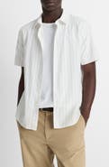 Vince Chatsworth Stripe Short Sleeve Cotton Button-Up Shirt