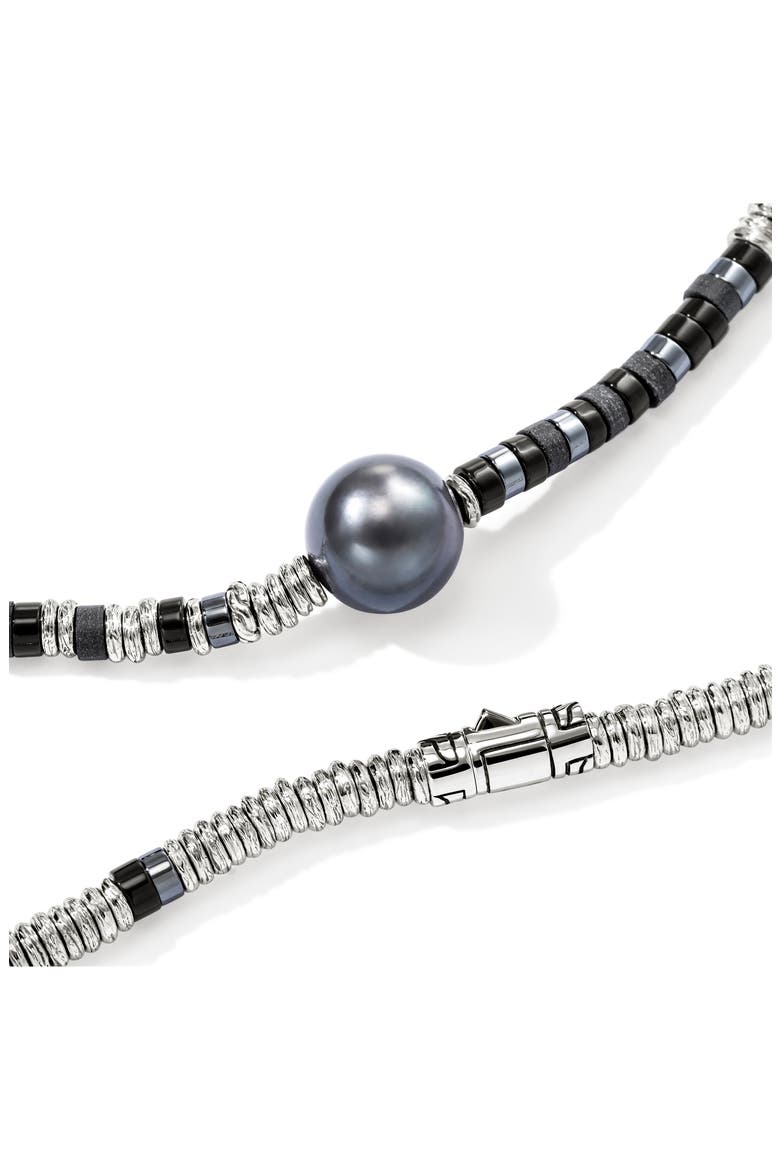 Heishi Freshwater Pearl & Bead Silver Necklace, Alternate, color, SILVER/ BLACK