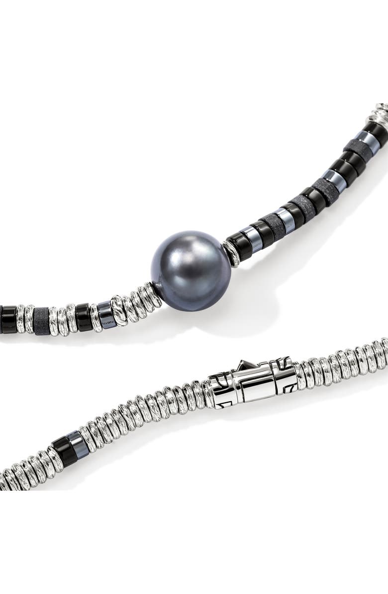 John Hardy Heishi Freshwater Pearl & Bead Silver Necklace, Alternate, color, Silver/ Black