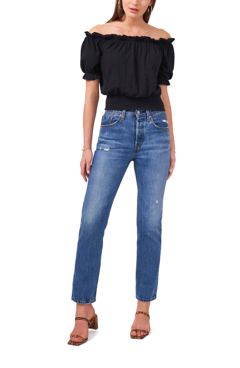 1.STATE Smocked Off the Shoulder Top, Alternate, color, 