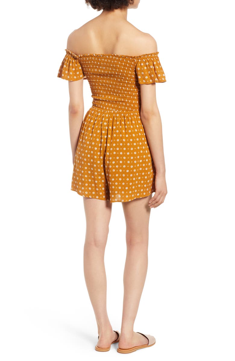 One Clothing Smocked Off the Shoulder Romper, Alternate, color,