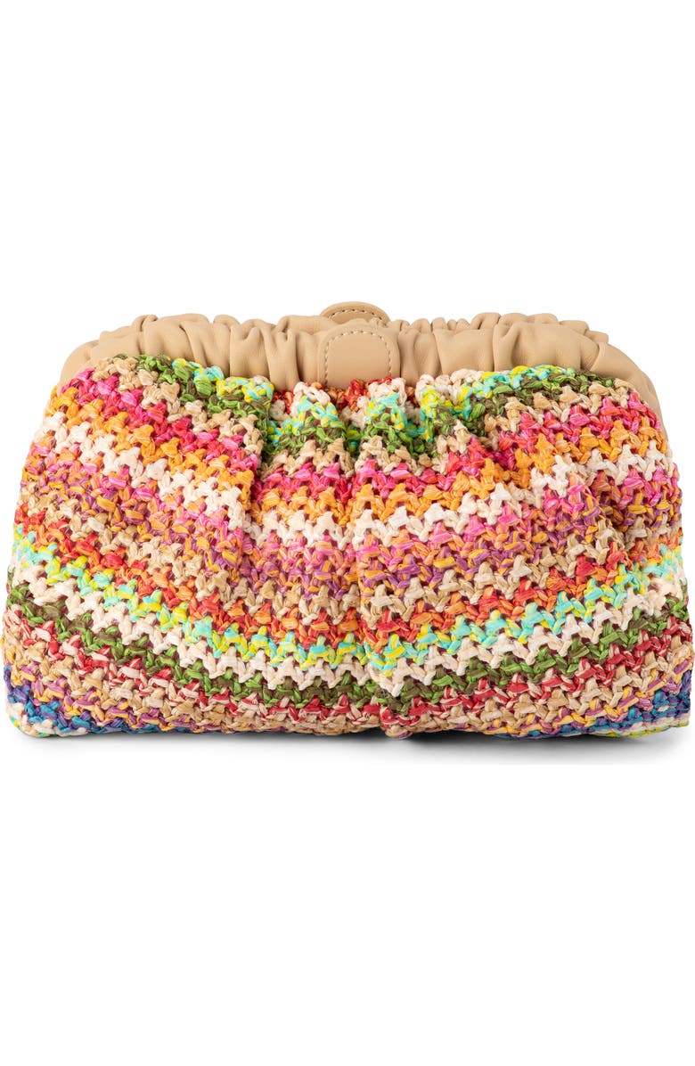 Olga Berg Amalia Petite Gathered Clutch, Main, color, Multi Natural