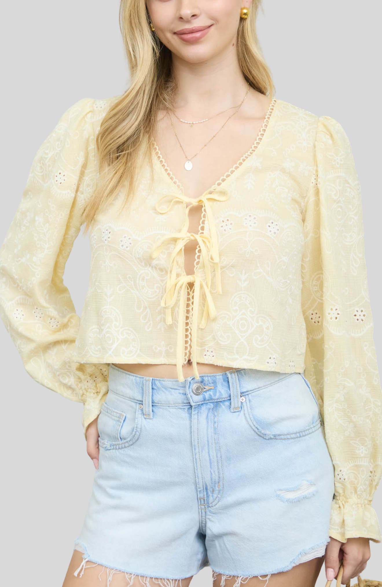 Front Tie Long Sleeve Top - image 3