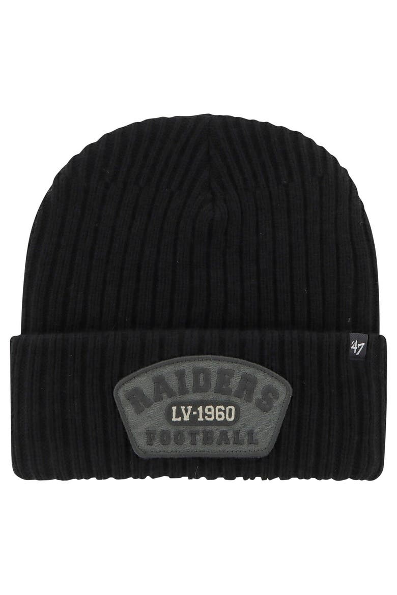 Men's '47 Black Las Vegas Raiders Ridgeway Cuffed Knit Hat, Main, color, Black