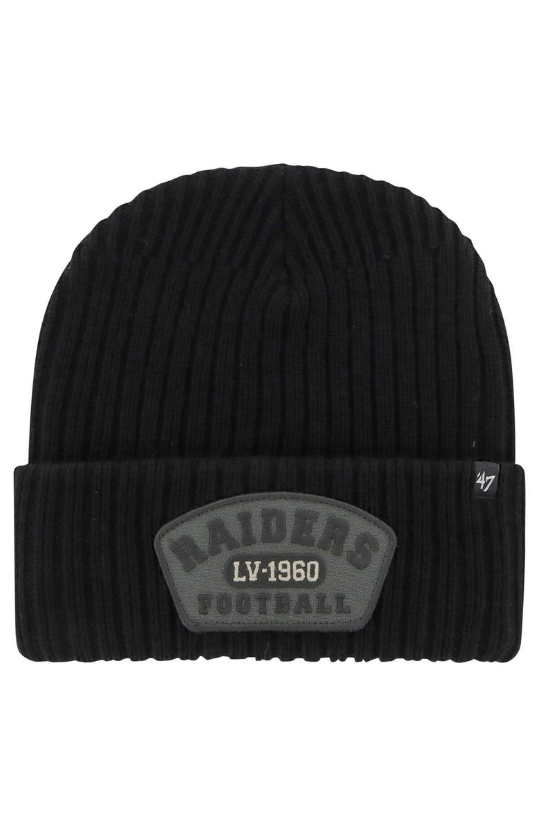'47 Men's '47 Black Las Vegas Raiders Ridgeway Cuffed Knit Hat, Main, color, 