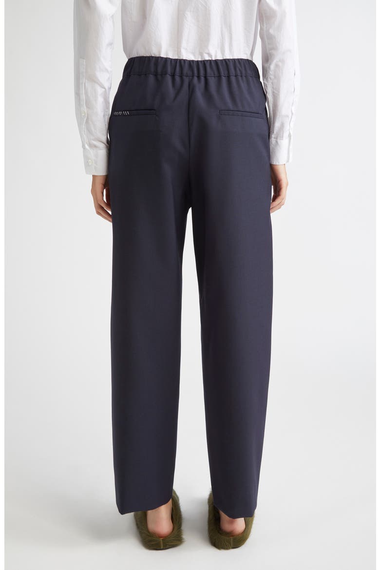 Elastic Waist Wool Straight Leg Trousers, Alternate, color, 00B99 BLUE BLACK
