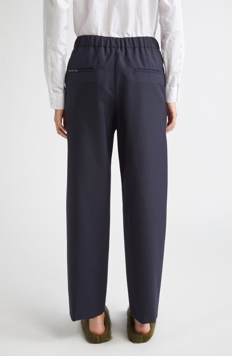 Marni Elastic Waist Wool Straight Leg Trousers, Alternate, color, 00B99 Blue Black