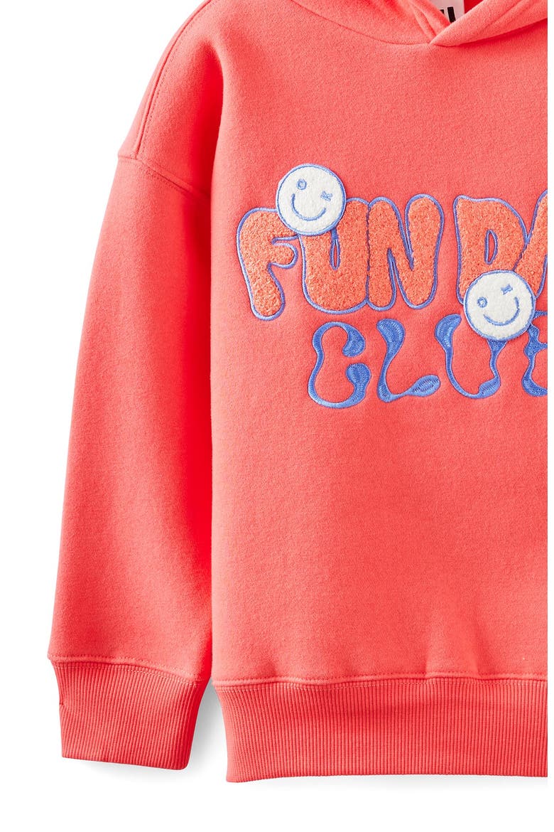 Kid's Sammy Oversized Hoodie, Alternate, color, Coral Red Wavy Funday