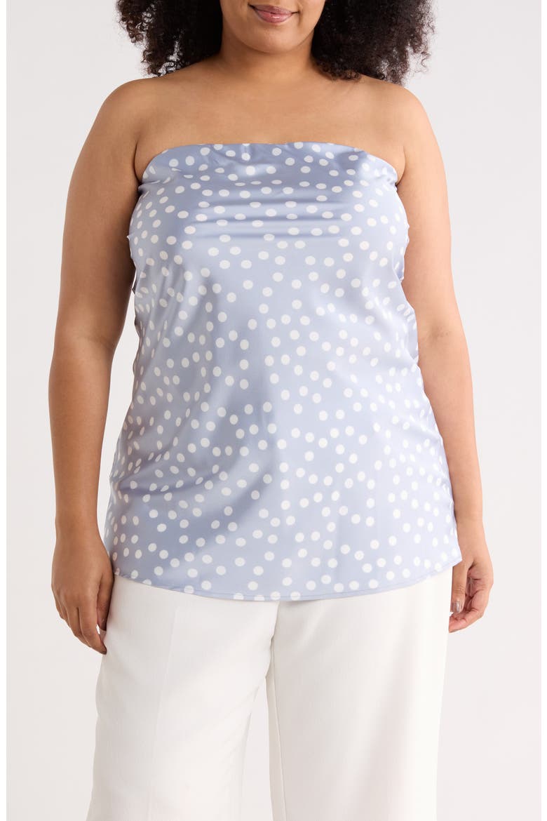 Polka Dot Strapless Tunic Top, Main, color, STEEL BLUE