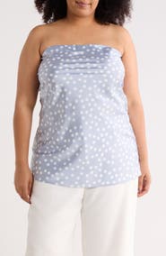 Renee C Polka Dot Strapless Tunic Top