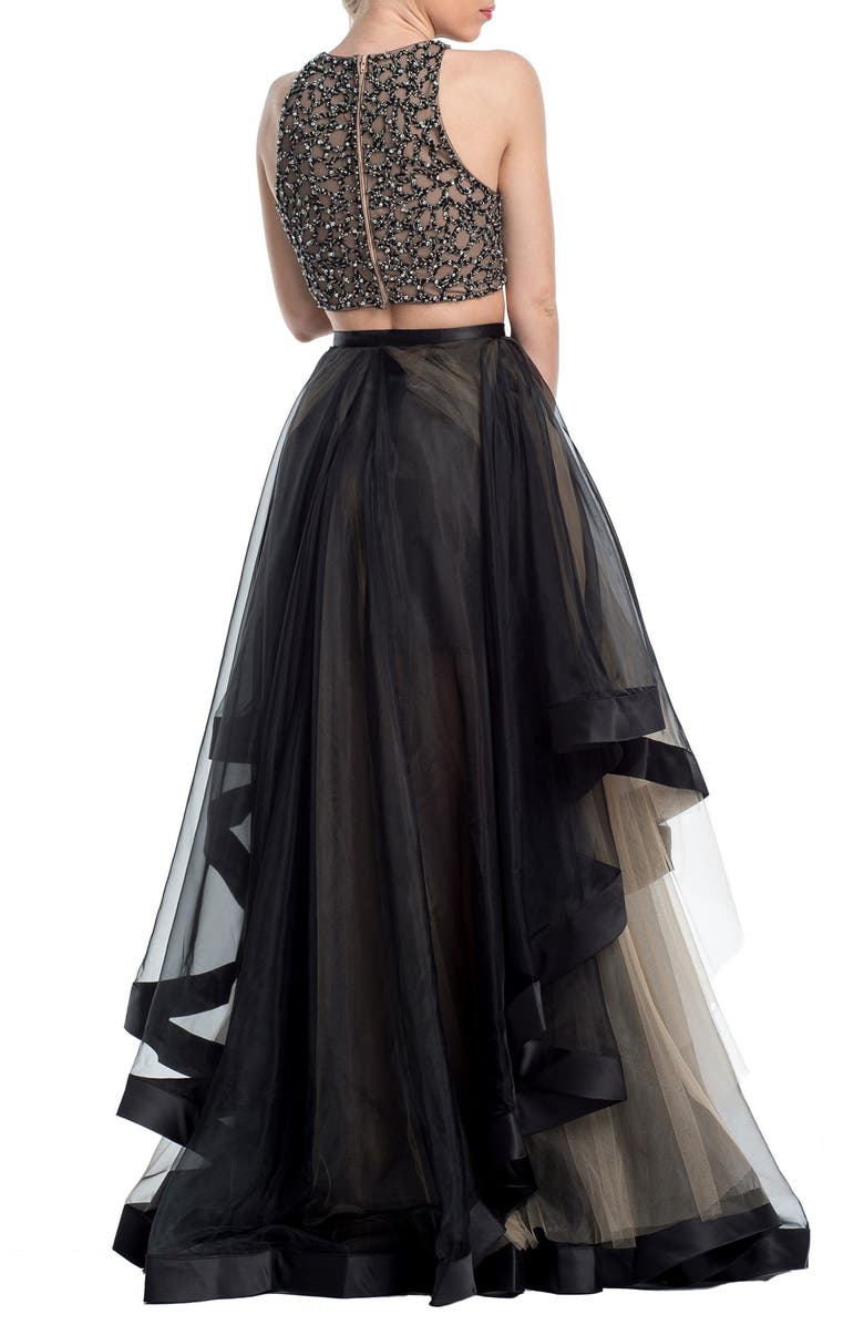 Glamour by Terani Couture Beaded Top & Organza Two-Piece Ballgown, Alternate, color,