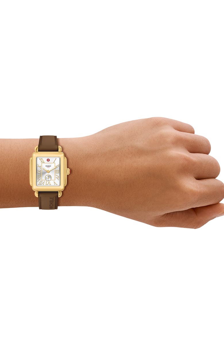 MICHELE Deco Sport Mid Silicone Strap Watch, 29mm x 31mm, Alternate, color, 