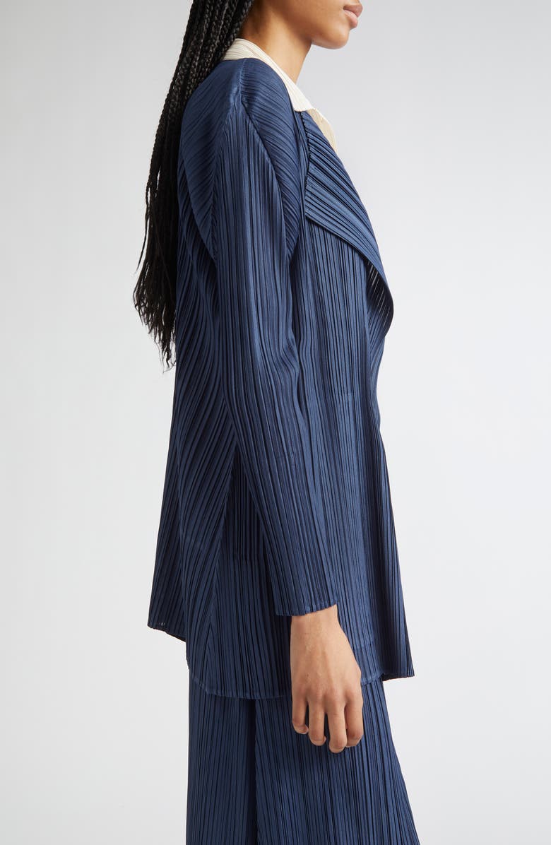 Pleats Please Issey Miyake Mellow Pleated Jacket, Alternate, color, Navy