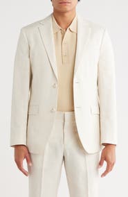 Open Edit Slim Fit Solid Linen Blend Sport Coat