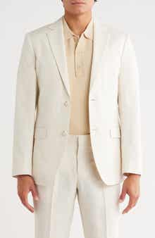 Open Edit Slim Fit Solid Linen Blend Sport Coat