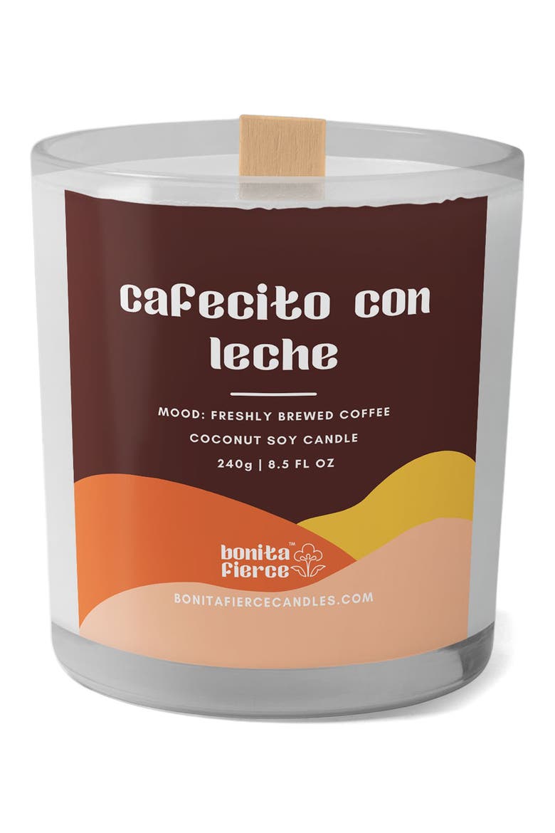 Cafecito Con Leche Candle, Main, color, WHITE/ BROWN